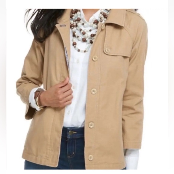Vineyard Vines Chore Barn Coat Button Up Khaki Tan Canvas Jacket Women’s XS - Picture 13 of 13